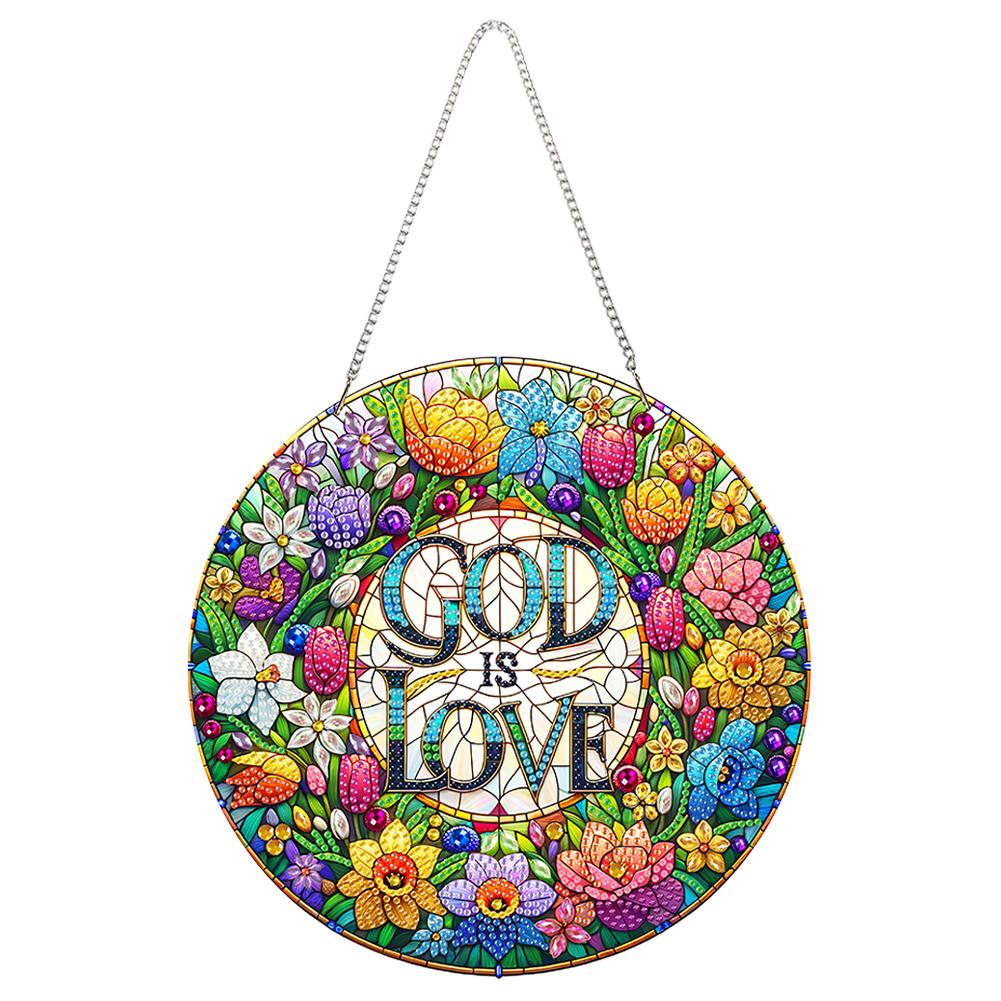 Acrylic 2D Flat DIY Diamond Painting Set Rhinestone Diamond Art Window Pendants Diamond Art Pendant DIY Home Decor Hanging Charm