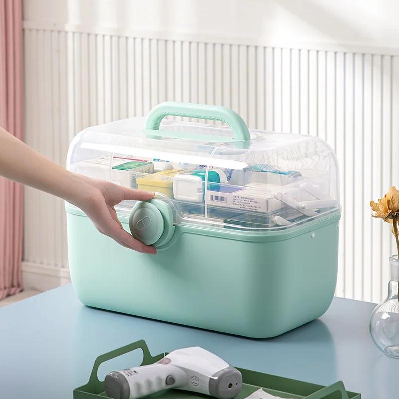 Большая емкость, органайзер для семейной медицины, портативная аптечка, контейнер для хранения лекарств, коробка для семейной аптечки