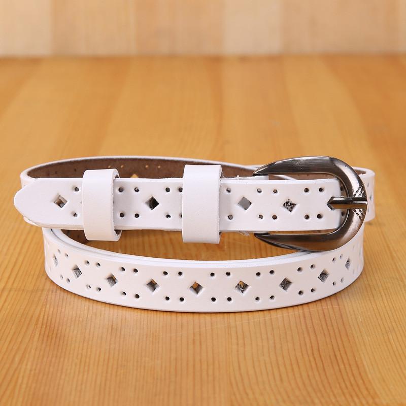 Ladies Genuine Leather Skinny Belt For Casual Wear With Metal Pin Closure
