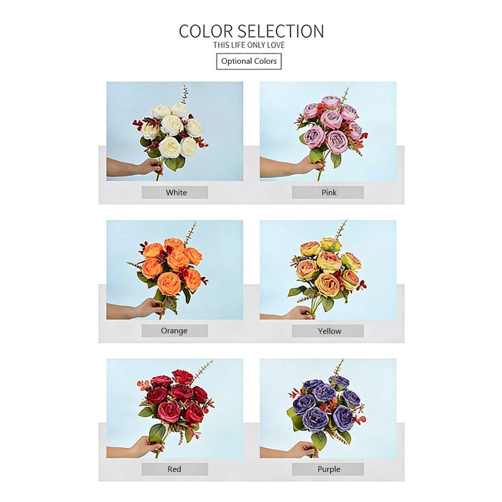 7 Heads Simulation Flower Rose Silk Petals Faux Flower Rose Artificial Flowers Home Decoration