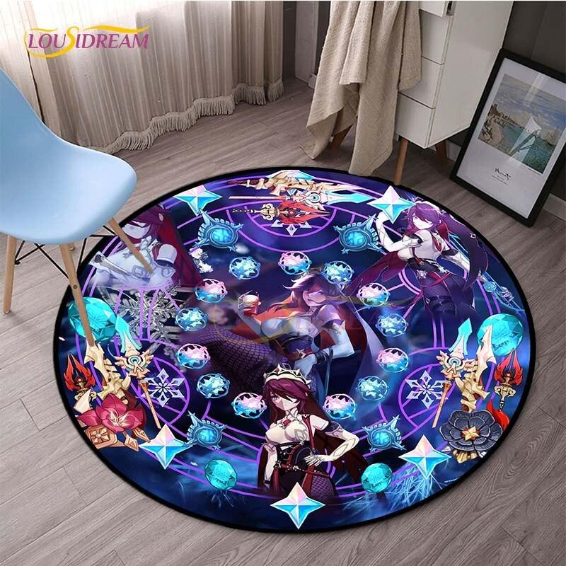 Genshin Impact круглые коврики для спальни, ковры с героями мультфильмов для гостиной, детский мягкий ковер, противоскользящий коврик для пола, домашний декор, кемпинг, пикник