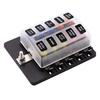 10Way Blade Fuse Box, Fuse Box Block with LED Warning Indicator  Waterproof Cover for Car Boat RV