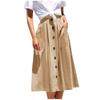 Women's Casual Loose Casual Pocket  A-line High Waisted Mid Length Skirt With Pocket
