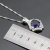 WPAITKYSSilver Color Jewelry Set for Women Dark Blue Zircon Bracelet Earrings Necklace Pendant Open Rings
