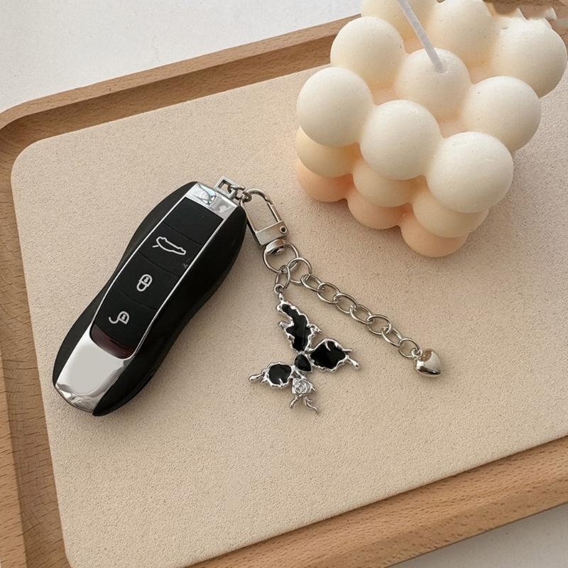 Цепочка с подвеской в виде бабочки в форме сердца, милые милые подвески, брелок для ключей, украшение на рюкзак для женщин и девочек