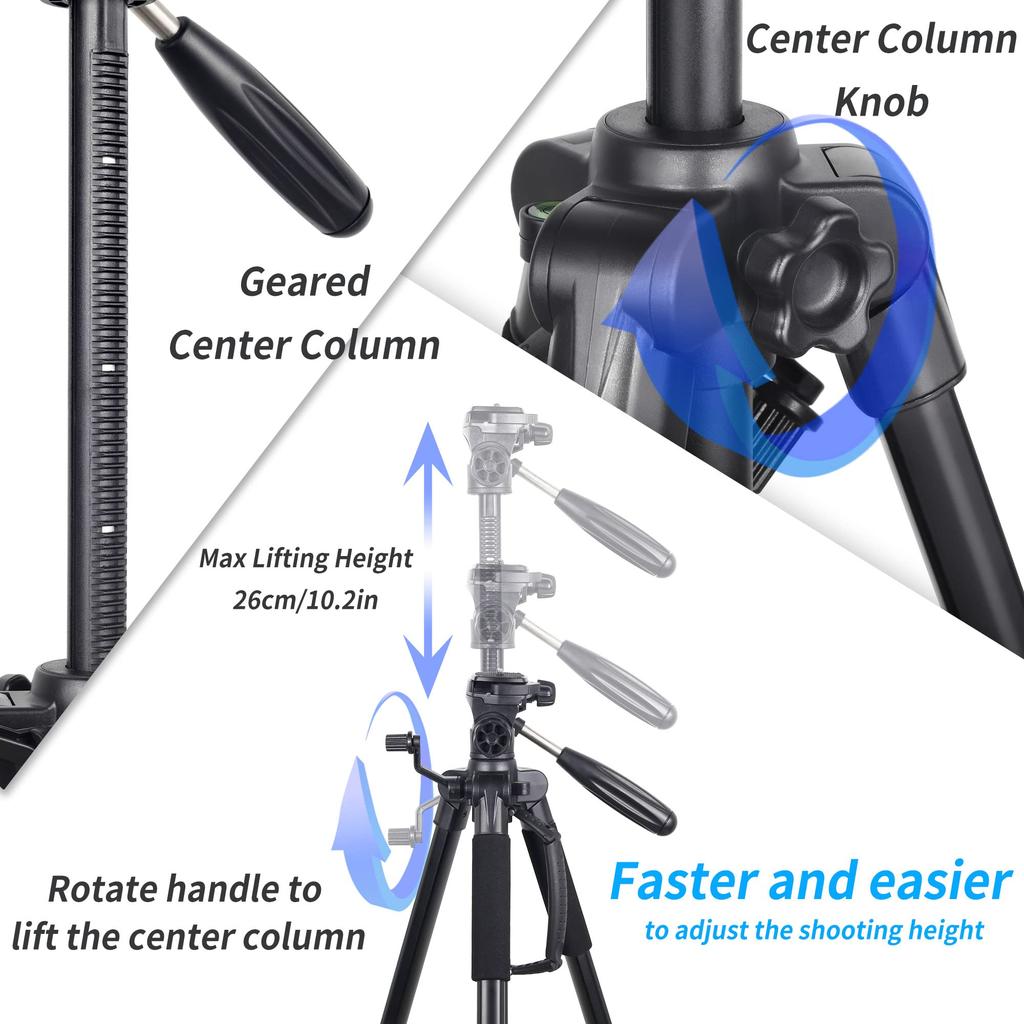 Smartphone Video Camera 8kg Load Camera Mini 51cm Maximum Lever Storage Bag RT20 Tripod, Tripod, Tripod, 3-WAY Head, Capacity, 5-Stage Telescopic,