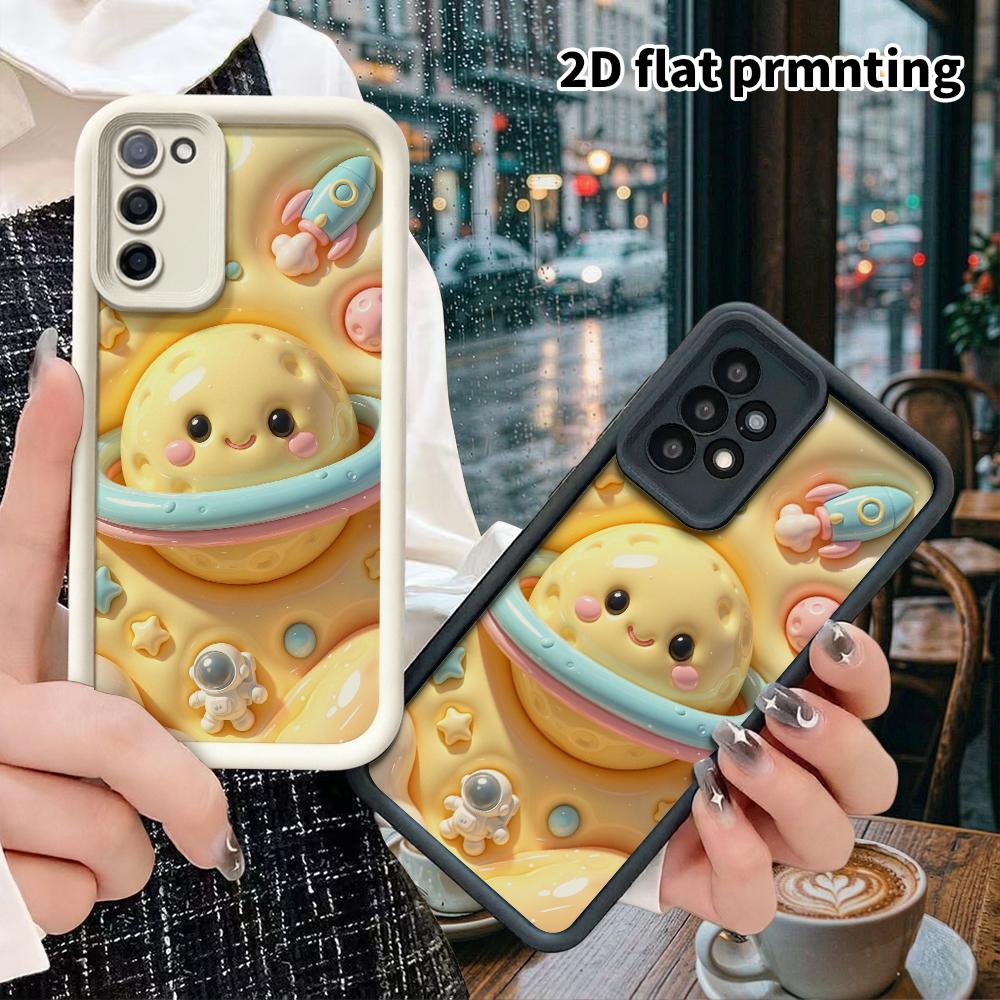 Phone Case: 2D flat design suitable for Samsung Galaxy A34 A35 M05 M06 S20 S22 S21 FE Plus 5G protective case, smiley Saturn planet, perfect Christmas