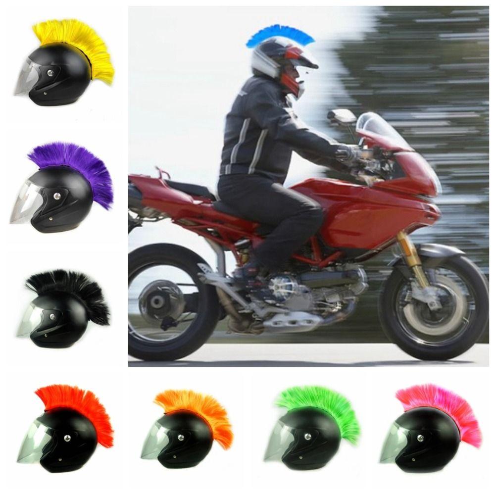 Punk Mohawk Helmet Wig Sticker Paste Helmet Decoration Hair DIY Cockscomb Helmet Wig Motocross