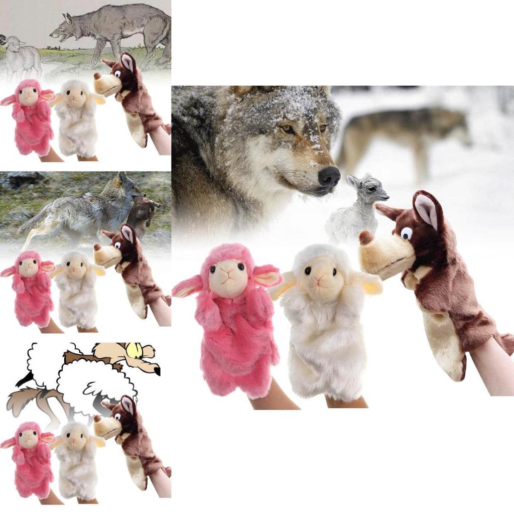 Charming Cartoon White Sheep And Big Bad Wolf Play Puppet Hat For Toddler Imagination