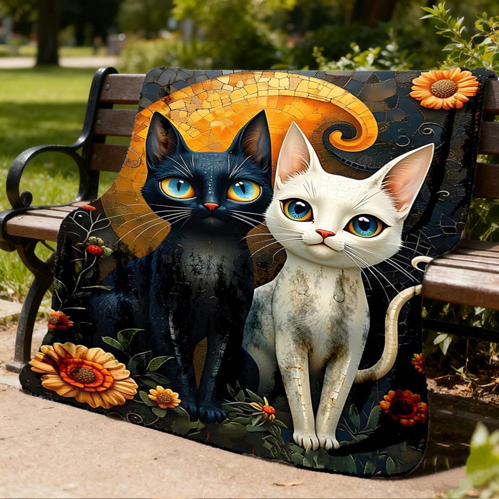 1 шт. Художественное одеяло из фланели для кошек, для улицы, можно стирать в машине, идеальный подарок на день рождения, аксессуар для путешествий, прочный материал