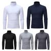 Men Autumn Winter Slim Fit Bottoming T-shirt Turtleneck Long Sleeve Solid Color Elastic Thin Pullover Tops Streetwear