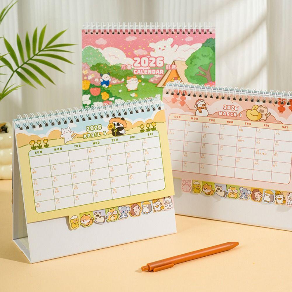 Coil Binding 2026 Desk Calendar Memo Notes Monthly & Daily Planner Monthly Calendar  School