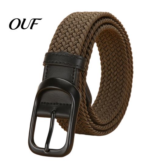 Comfortable Fabric Belt Elastic Woven for Women, No Punching Adjustable Waist with Retro Metal Pin Buckle, Casual Stretchy Jeans And Dresses