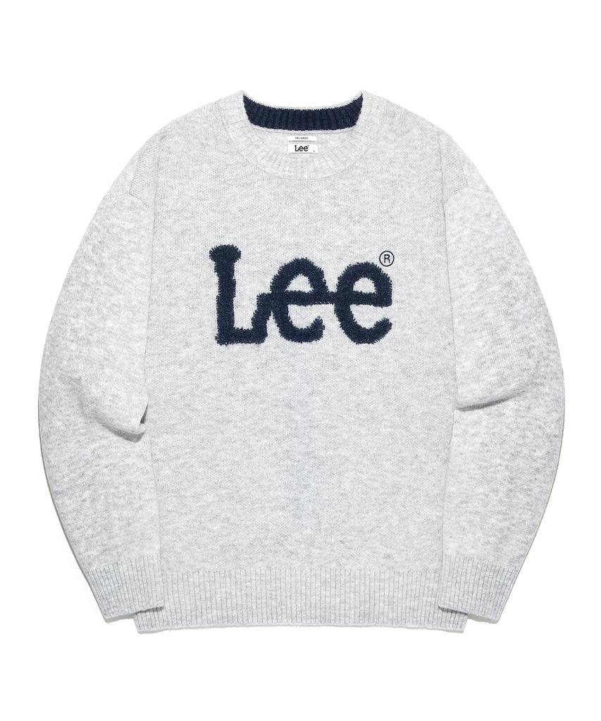 LEE Boucle Big Twitch Logo Knit Light Gray
