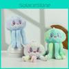 Cute Blue Green And Pastel Plush Octopus Keychain With Super Soft Short Fur Design