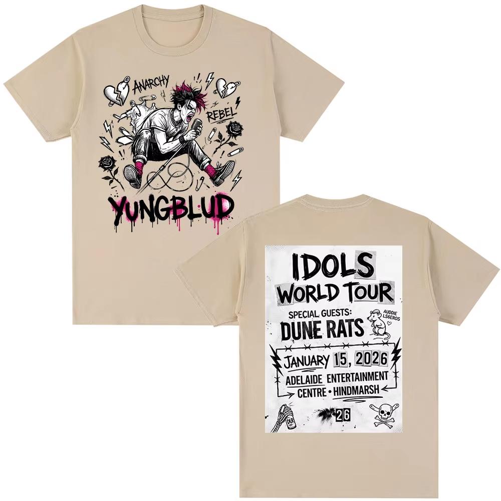 Singer Yungblud IDOLS World Tour 2026 Tshirts Fan Gifts Unisexs Women Clothing Fashion Short Sleeves Top  Summer TShirt Unisex