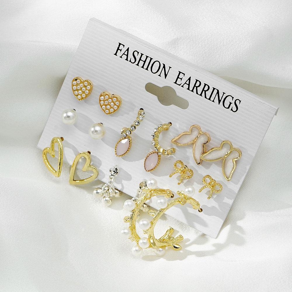 Бохо Металлические Акриловые Геометрические Серьги Набор Серьги-гвоздики Серьги-кольца Модные Ювелирные Изделия Для Женщин