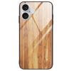 Для iPhone 16 Чехол Текстура дерева ТПУ+Задняя крышка из закаленного стекла