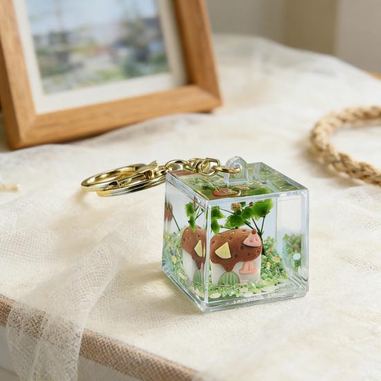Брелок с песочной картиной, миниатюрная сказочная сцена, мини-прозрачный кубик, шарм для рюкзака, для сумок, ключей, кошелька, аксессуар