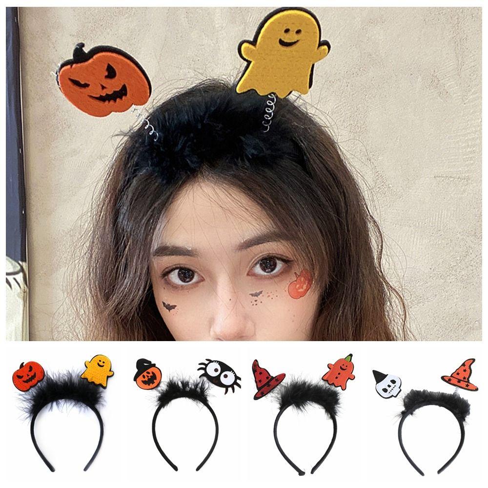 Spider Halloween Hairband Cartoon Pumkin Hairband Trendy Halloween Feather Headband Girl