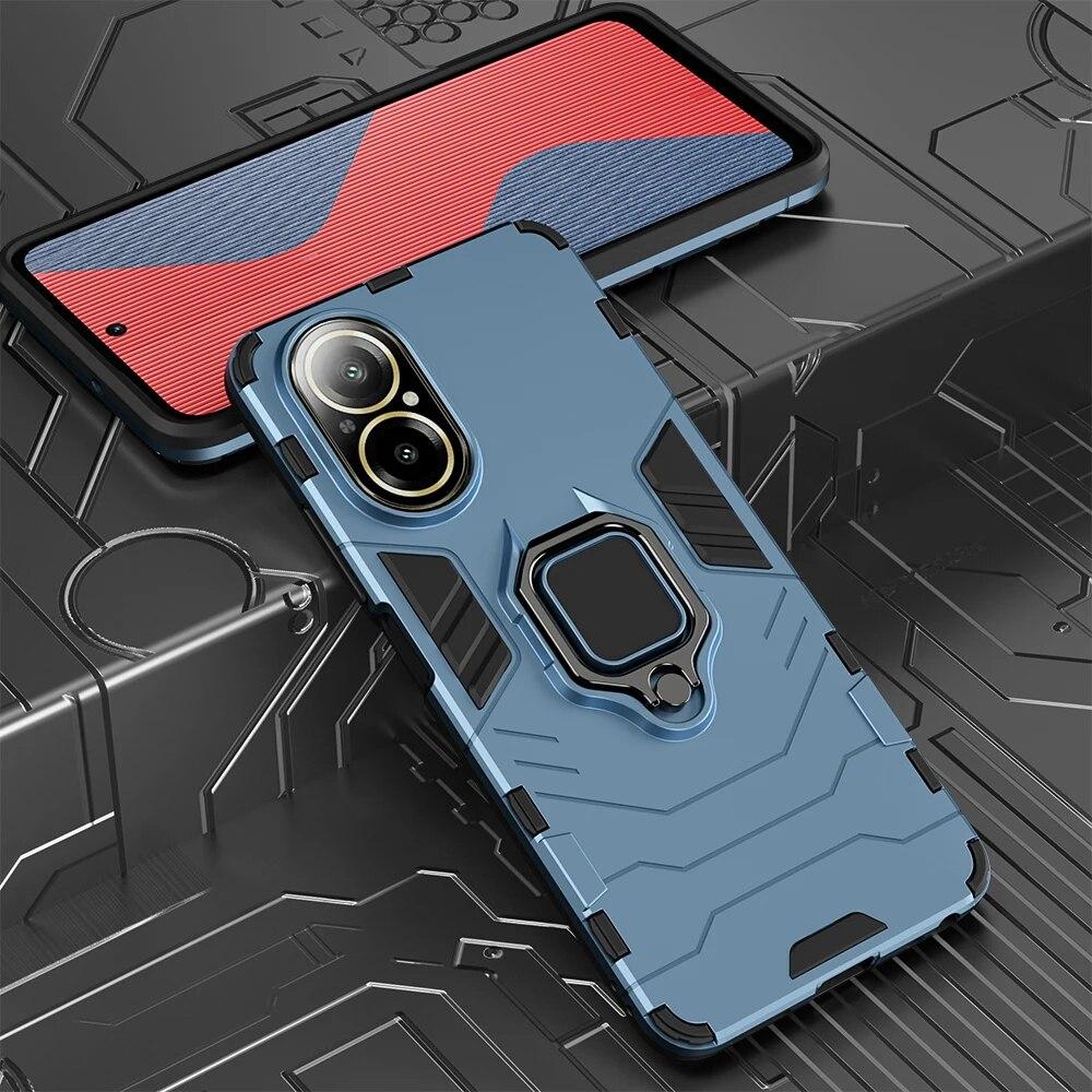KEYSION Противоударный чехол для Realme C67 4G C67 5G C55 C53 C51, силиконовый + ПК с металлическим кольцом-подставкой, чехол для телефона для OPPO Realme Note 50