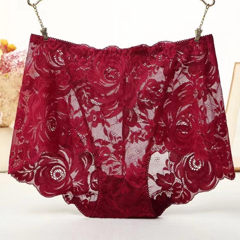 Sexy Lace Panties Women's Underpants Solid Color Large Size High Waist Briefs Breathable Lift Buttocks Female Underwear