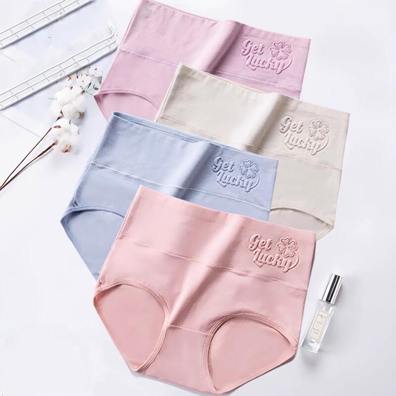 Высокая талия, 4 шт., дышащие женские трусики, хлопковое нижнее белье, трусы, большие размеры M-5XL