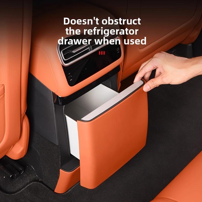 For Li Auto I6 I8 Car Refrigerator Protective Cover Leather Buckle Payment Rear Anti Kick Pad Interior Modification Accessories