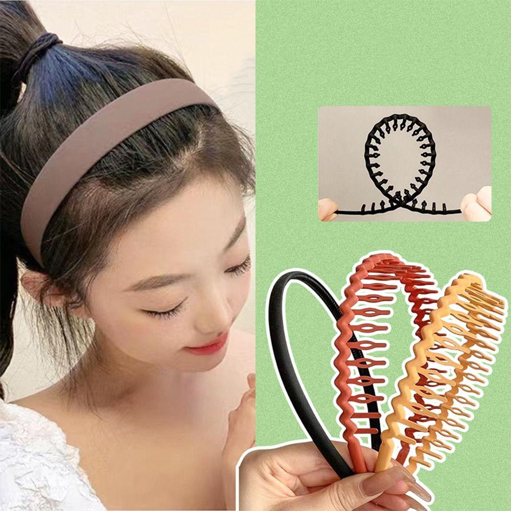8Pcs Unisex Wavy Non-slip Hair Hoop Set Combing Hairbands Set Head Hoop Teeth Head Bands