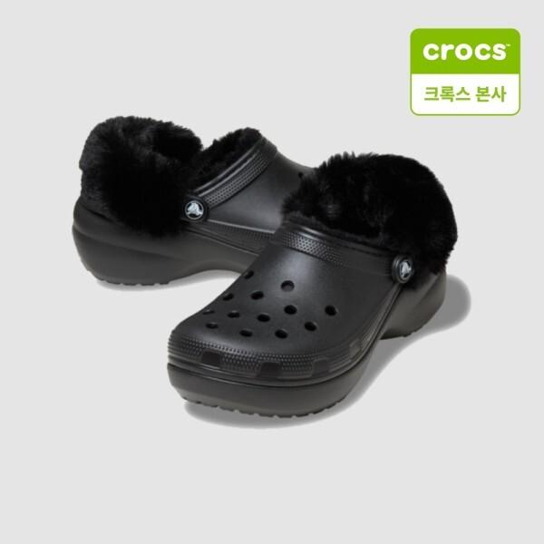 CrocS Women S Fuzz Lined Platform Clog Black 212854 001