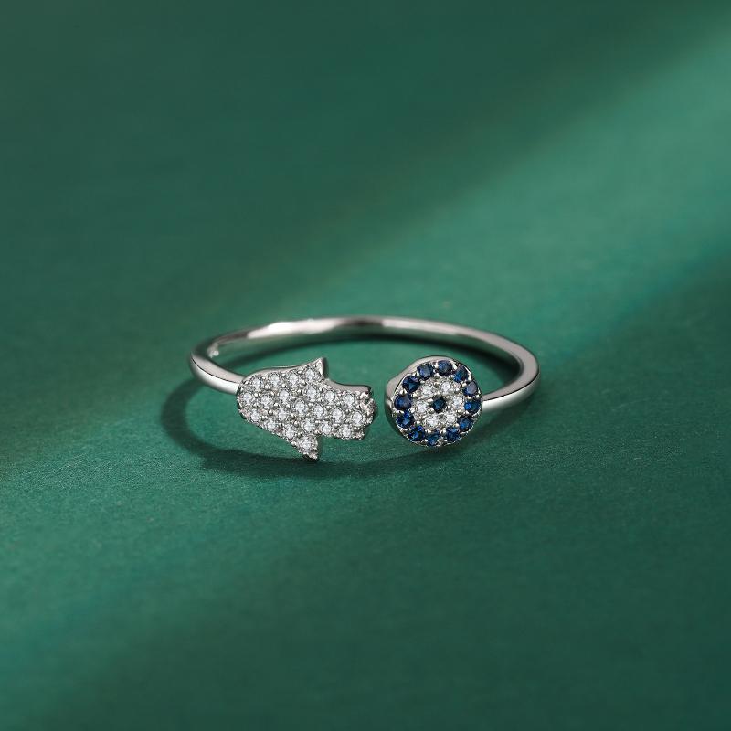 Fashion Irregular Palm Round Sapphire Full Zircon Couple Ring for Women 100% Original Sterling Silver Anniversary Gift Jewelry