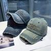 New Denim Ripped Retro Letter Embroidered Baseball Hat Street Fashion Versatile Face Cap