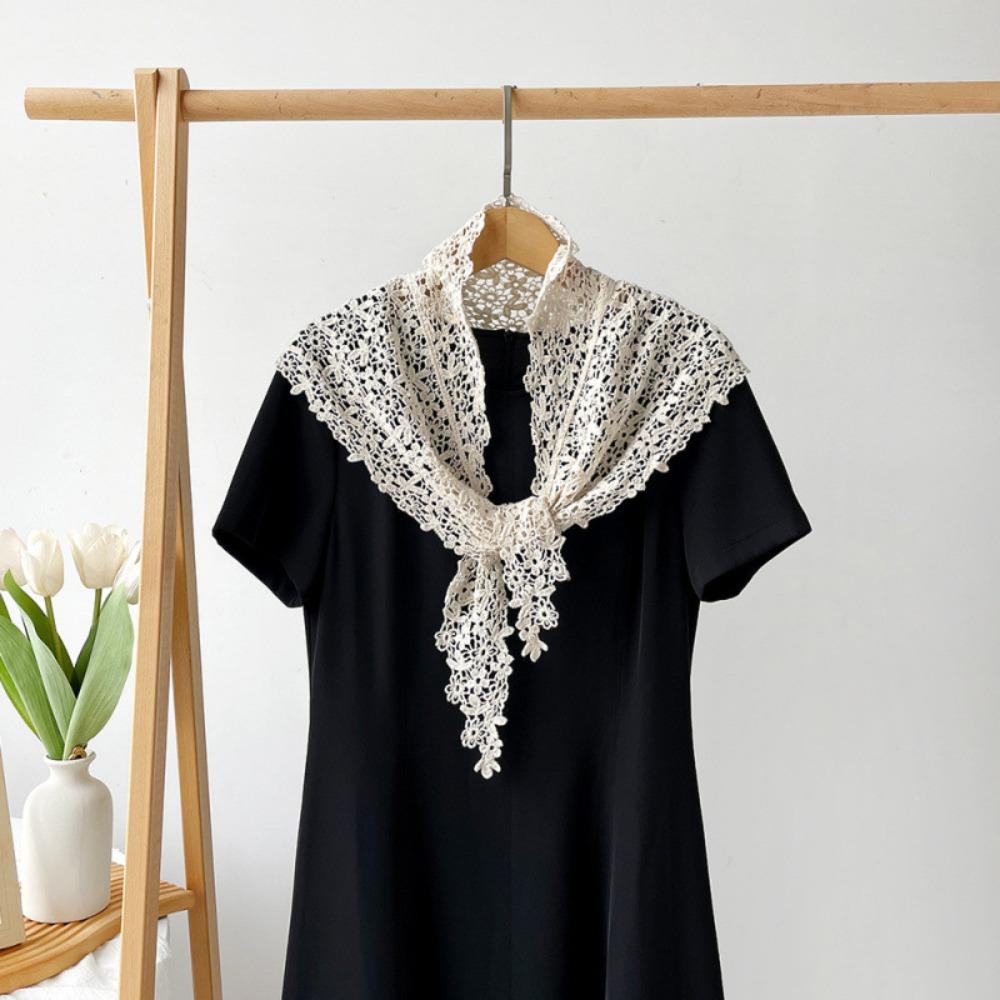 Fake Collar Lace Shawl White Flower Scarves Elegant Lace Triangle Scarf Women