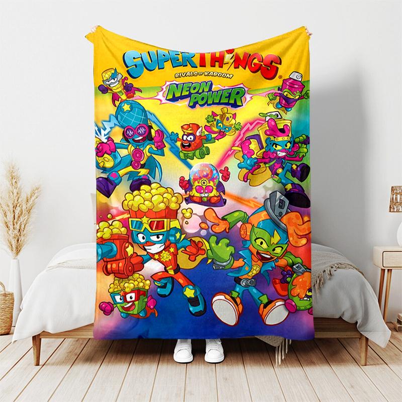 1pc Blanket Superthings Print Design, Lightweight Blanket for Sofa, Bed- Soft &Warm, Gift for All Seasons like Christmas, Halloween