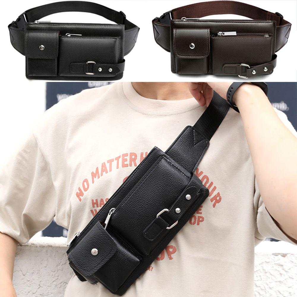 Унисекс Большая вместимость Мужские поясные сумки Сумка для мобильного телефона Кожаная поясная сумка Нагрудные сумки Поясная сумка