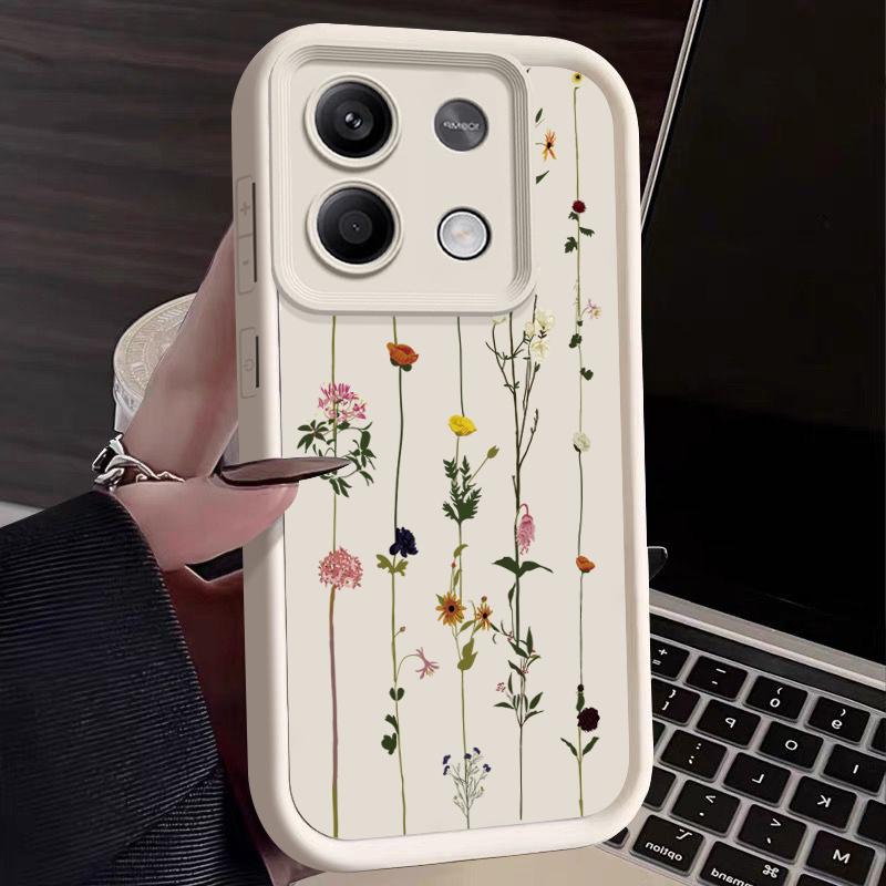 Цветочный принт однотонный защитный чехол для телефона Xiaomi 13T 11T Pro Poco F6 X6 Redmi Note 13 12 Pro 11 10 Цветочный противоударный матовый силиконовый мягкий чехол