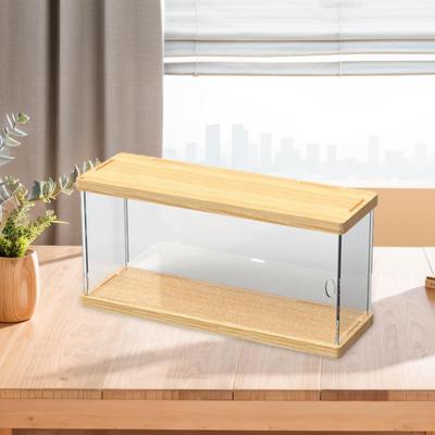 Коробка для демонстрации фигурок на столешнице, 11,8x4x5,5 дюйма, универсальное деревянное основание и крышка для ювелирных изделий,