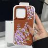 Матовый кожаный противоударный чехол для iPhone 16 Pro Max 15 14 Pro 13 12 11 фиолетовый цветочный узор тонкий мягкий бампер из ТПУ