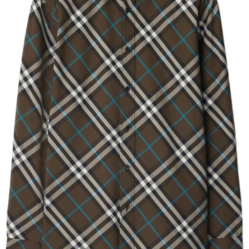 Burberry Check Cotton Shirt Men's Brown 80992211