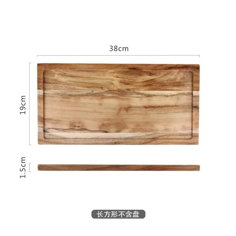 Цельное деревянное блюдо для пиццы Деревянные поддоны Черная сланцевая тарелка Доска для выпечки хлеба стейк Японское блюдо Разделочная доска Кухонные принадлежности