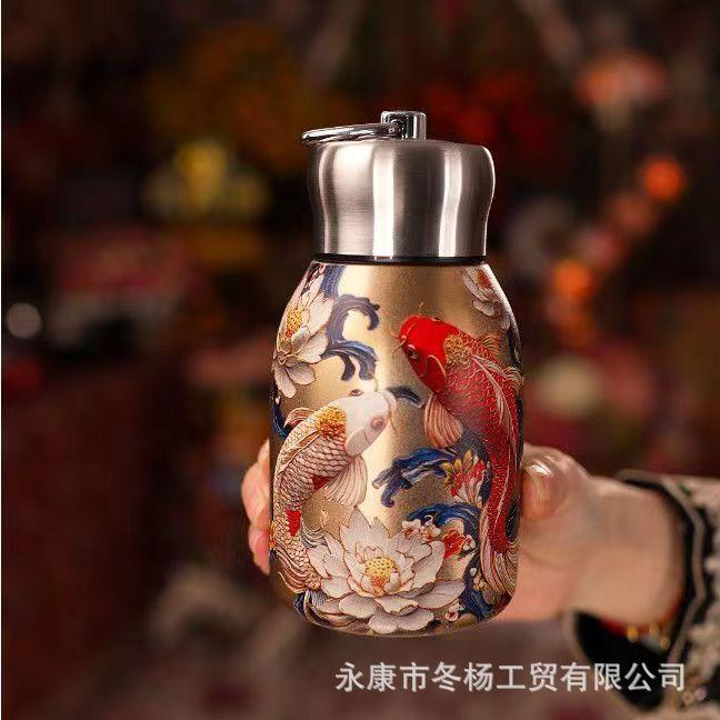 Мини-термокружка Guochao Xiaopangding с кольцом-ручкой Удобная карманная кружка Простая модная кружка Корпоративные подарки