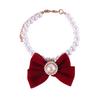 Princess Style Cat Necklace Faux Pearls Velvet Bowknot Decor Adjustable Design Pet Kitten Collar Pet Accessory