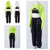 Girls Modern Jazz Hip Hop Dance Sportwear Sleeveless Round Neck Vest Hooded Long Sleeves Fishnet Cardigan High Waist Pants