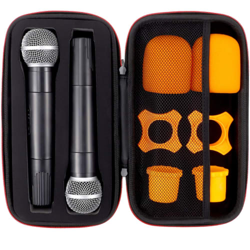 STOBOK Wireless Microphone Organizer, EVA Microphone Case Storage Bag with Rich Sponge for Travel