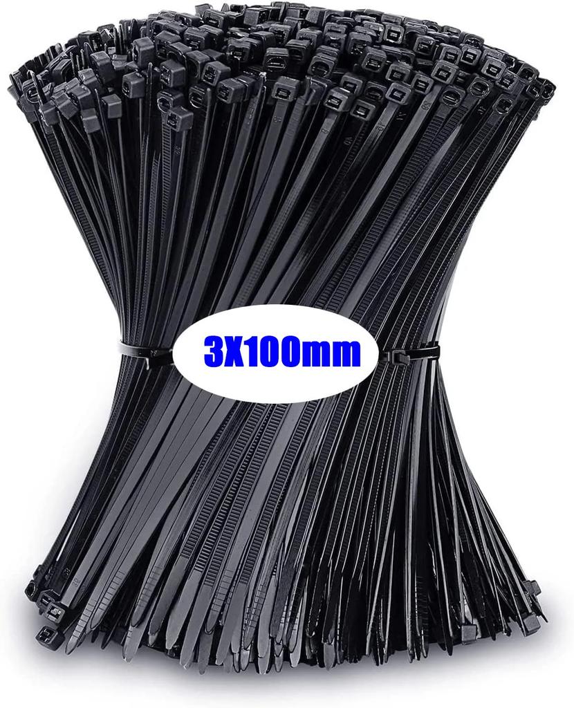 500100Pcs Plastic Nylon Cable Ties Self-locking Cord Ties Straps Adjustable Cables Fastening Loop Home Use Office Use Wire Zip Ties