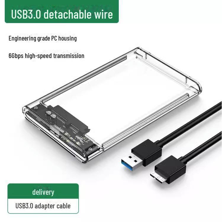 2.5" Transparent ABS USB 3.0 External Hard Drive Enclosure for SSD and HDD