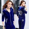 Women Velvet Tracksuits Spring Hooded Jacket+Trousers Two Sets Velvet Sportswear Suit Plus Size Women Pants Set