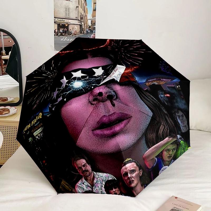 Summer Fun Ice Cream Stranger Umbrella 8-Frame for Travel, camping, Casual Lightweight Portable Umbrella, Essential for every family Holidays Gift