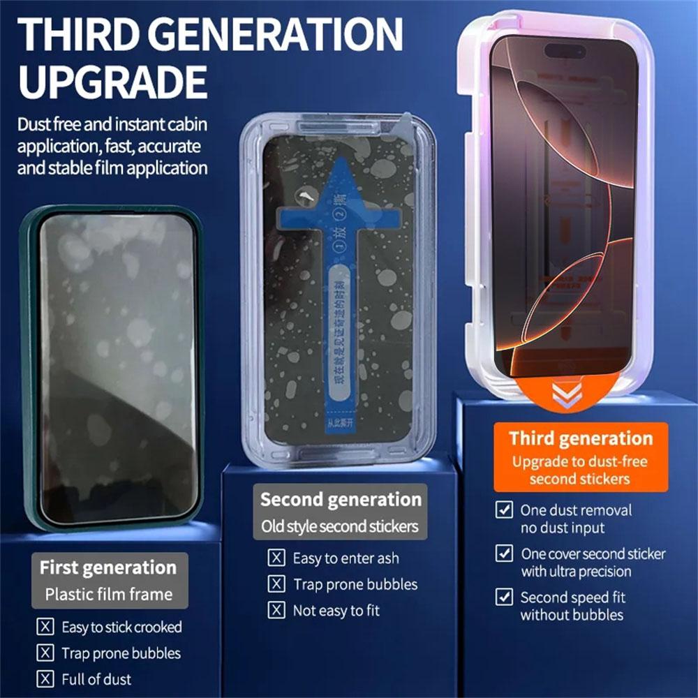 5Pcs Ultra HD 8K Dust Free Screen Protector For iPhone 16 15 14 13 12 11 17 Pro Max 16e Plus 17 Air Glass Easy Installation Box2