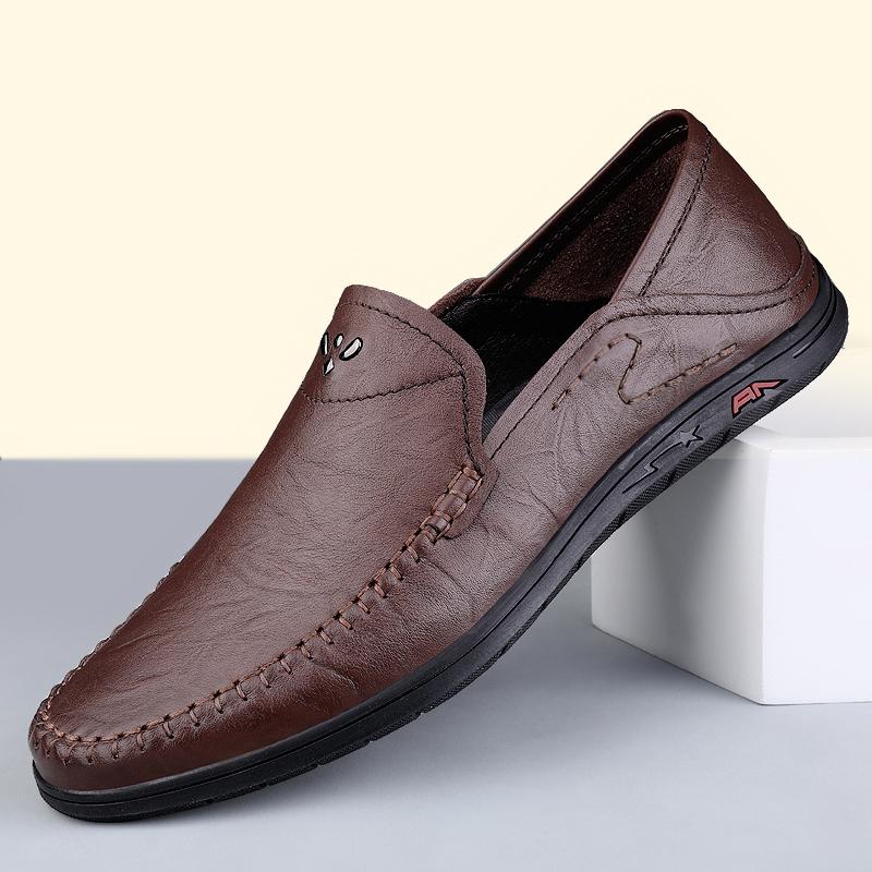 Fashion 2025 New Arrival Men Loafers Men's Breathable Fashion Casual Shoes Genuine Leather Driving Footwear Summer Mens Slip On Flats
